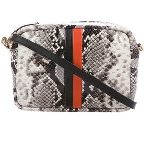 Clare V Snake Print Crossbody Bag with Orange Accent